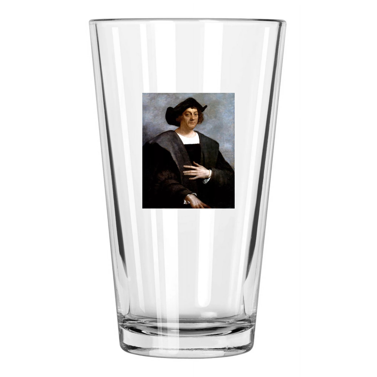 1519 Explorer Christopher Columbus Photo Painting Pint Beer Drinking Glass