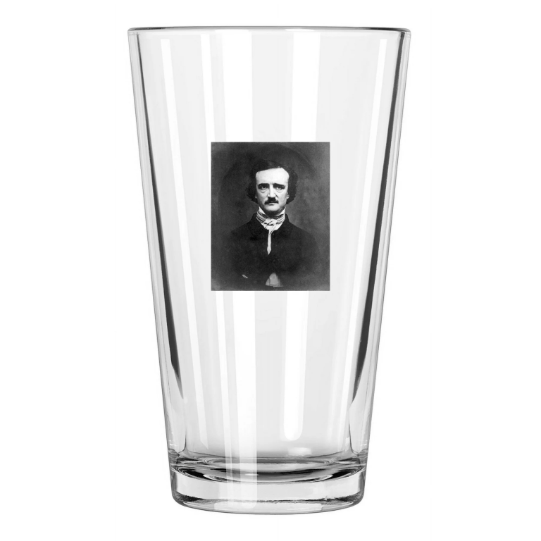 1848 American Arthur Poet Edgar Allan Poe Editor Portrait Pint Beer Glass