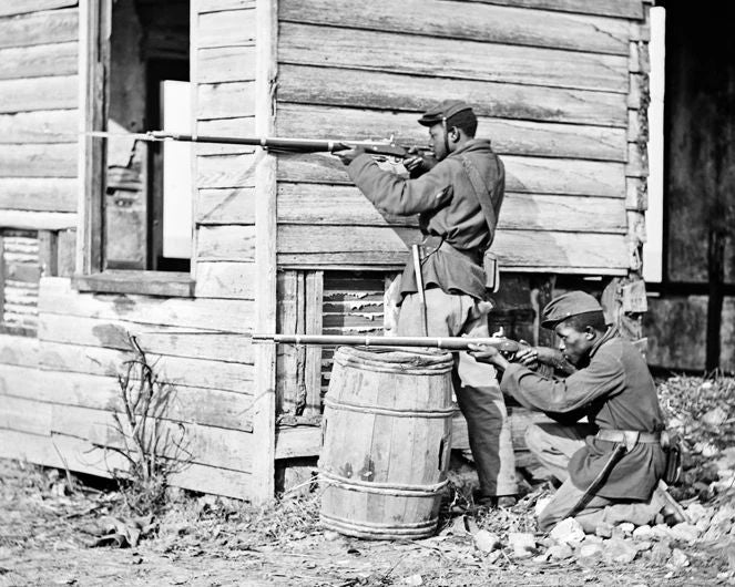 1864 Civil War Black Soldiers Glossy Photo Military Print Dutch Gap, Va