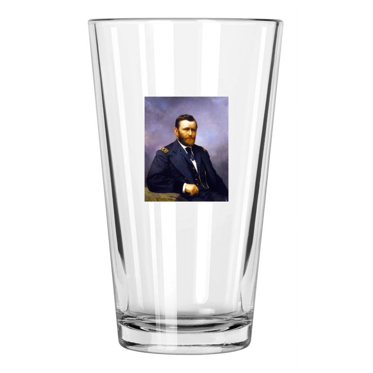 1866 Civil War General Ulysses S Grant Photo Vintage Pint Beer Drinking Glass