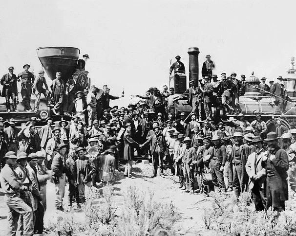 1869 Golden Spike Transcontinental Railroad Glossy Photo Print Poster