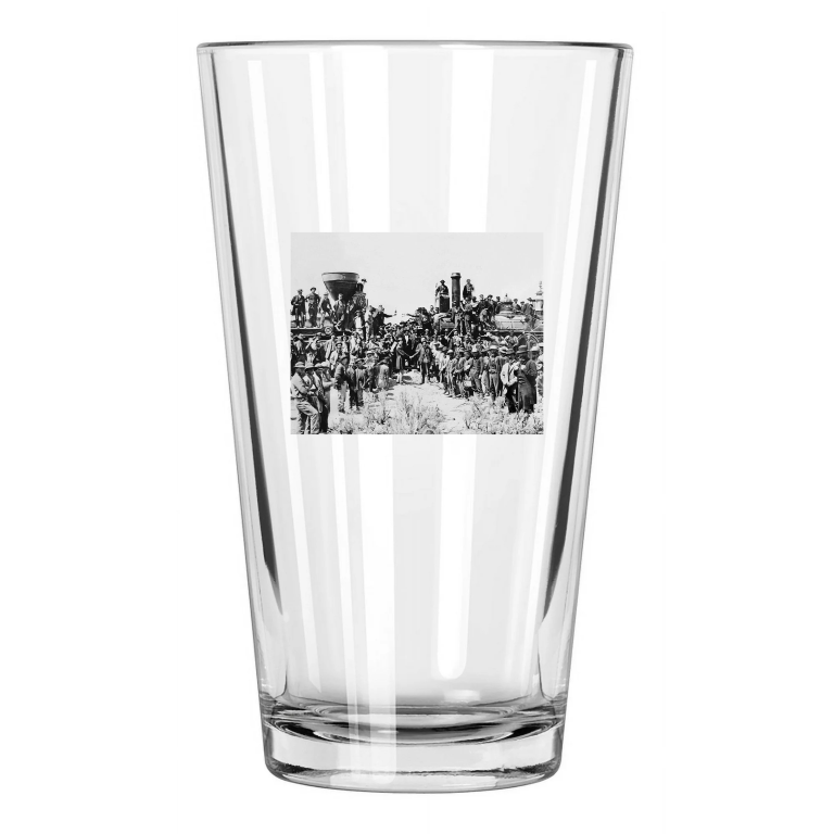 1869 Golden Spike Transcontinental Railroad Photo Pint Beer Drinking Glass