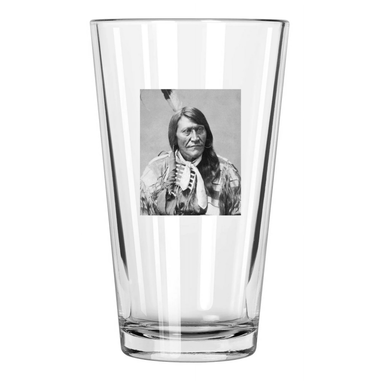 1875 Native American Indian Chief Two Strike Brule Sioux Pint Beer Glass