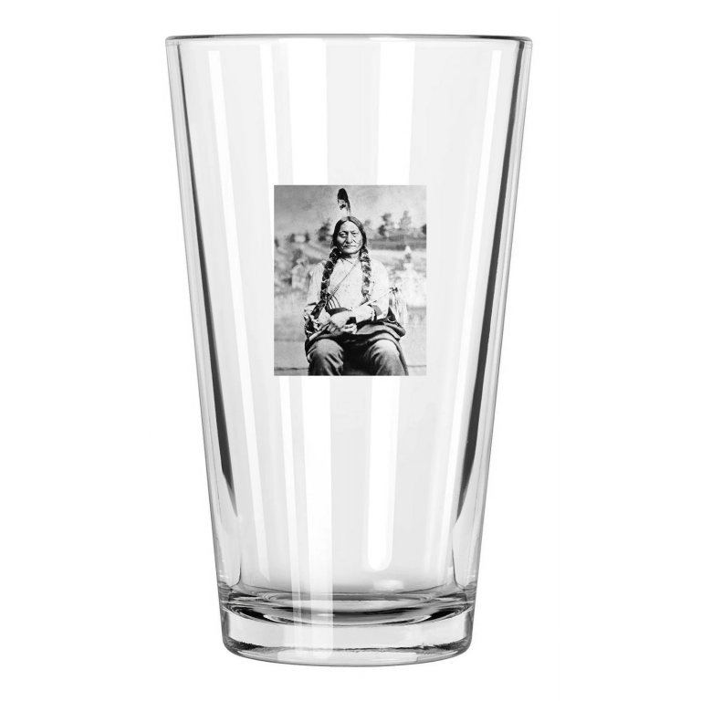 1885 Native American Chief Sitting Bull Sioux Indian 2 Pint Beer Drinking Glass