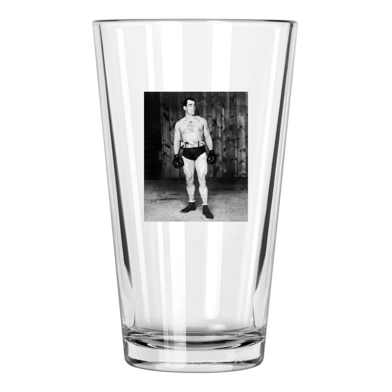 1900 Boxing Heavyweight Tom Sharkey Boxing Pose Portrait Pint Beer Glass