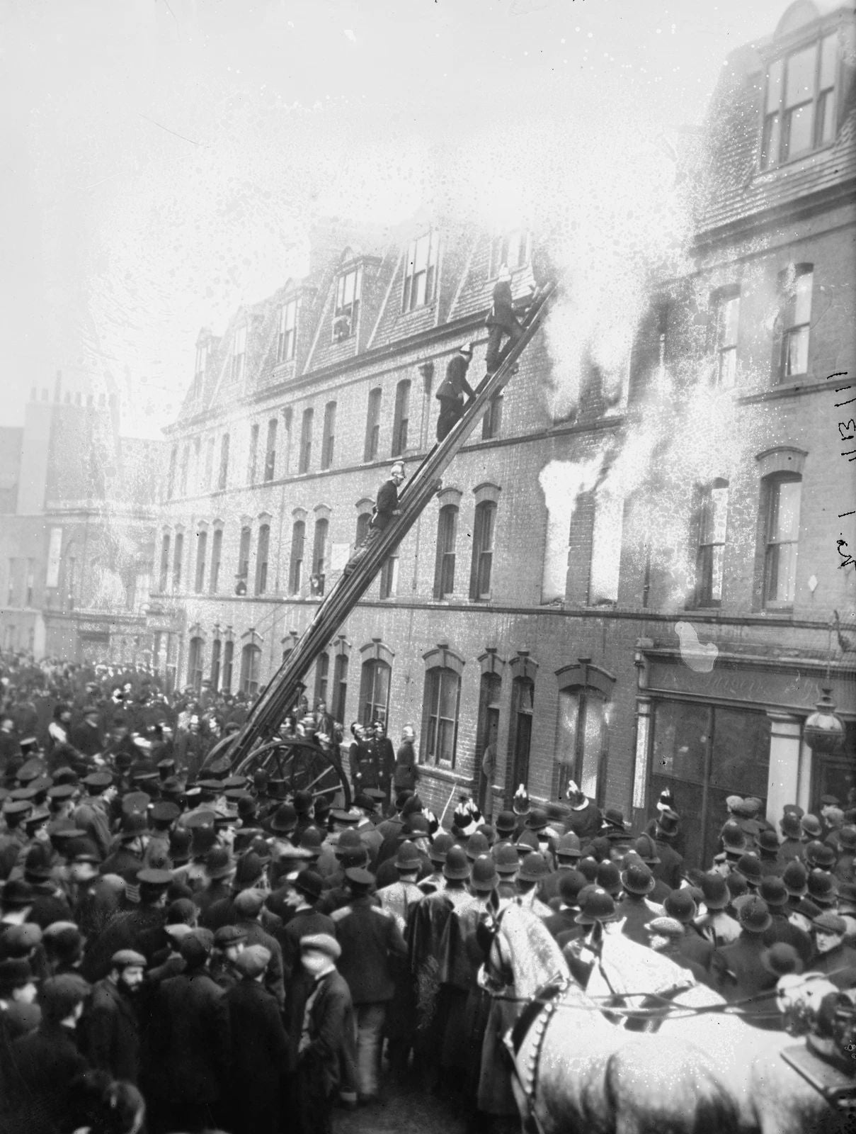 1900 Hounsditch Outrage Firemen Putting Out Fire Old Photo Reprint