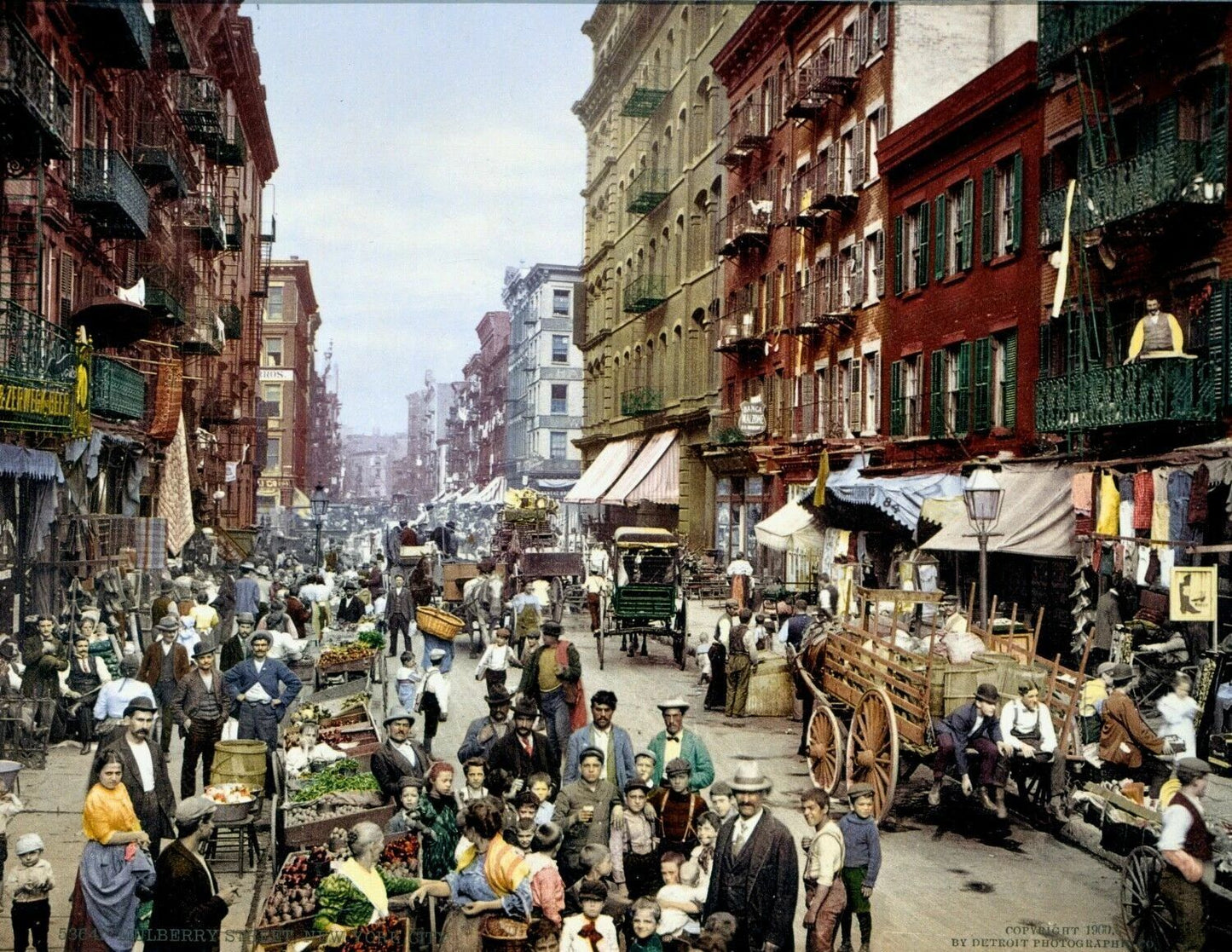 1900 Mulberry St New York City Nyc Usa Vintage Old Print 300 Piece Jigsaw Puzzle