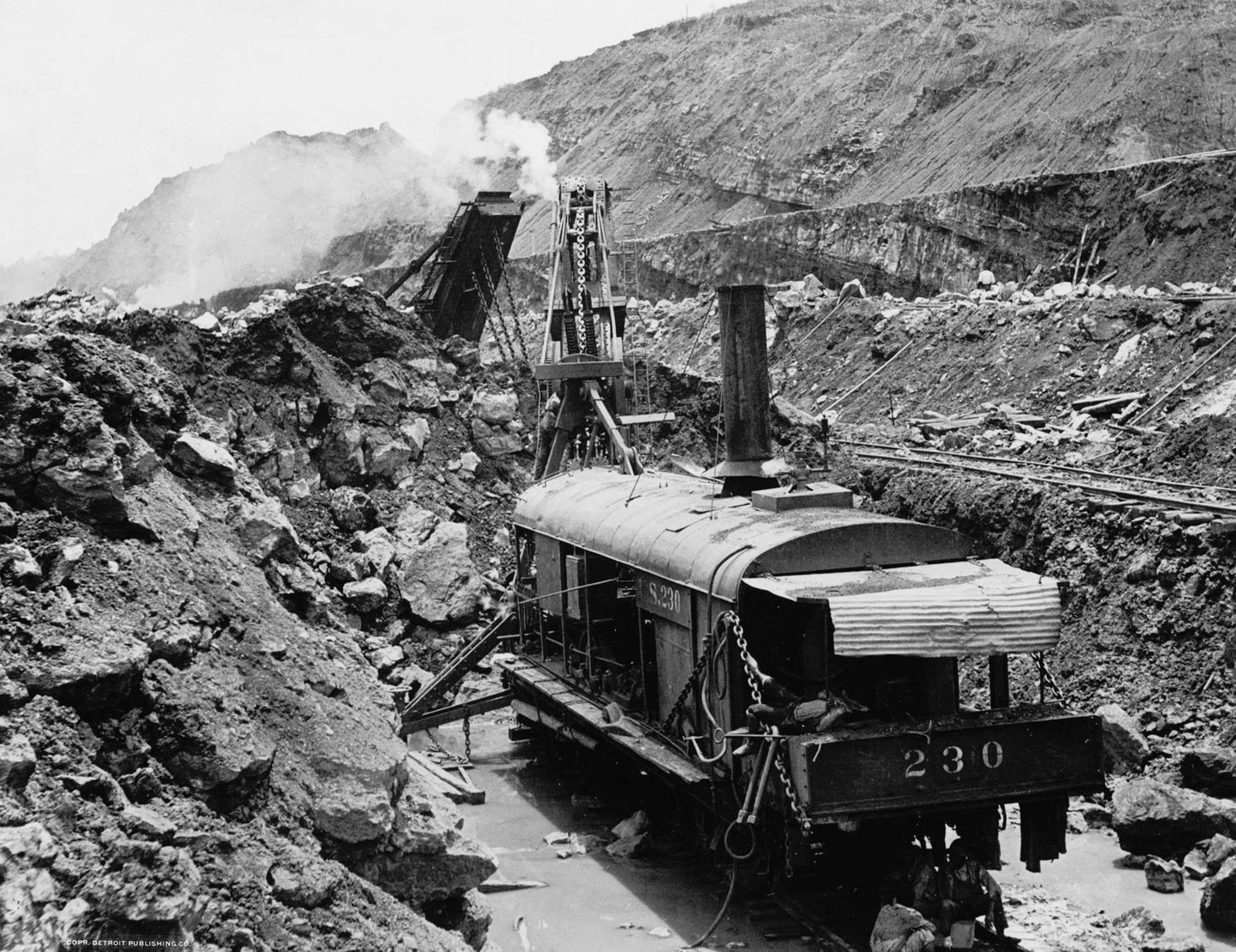 1905 Steam Shovel Panama Canal Vintage Historic Picture Photo Print
