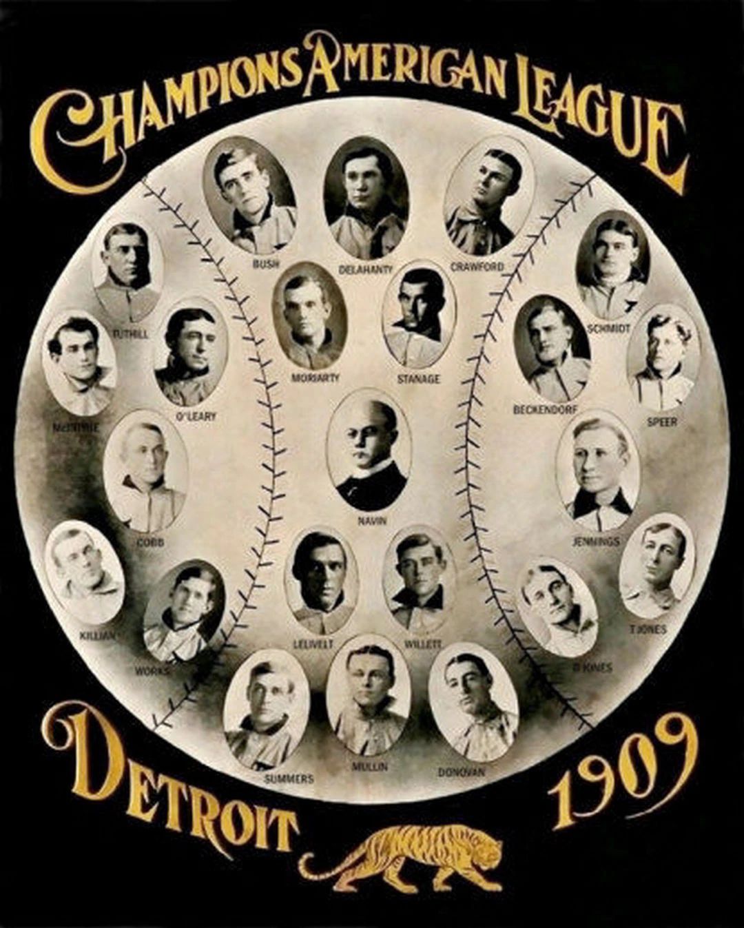 1909 Detroit Tigers Team Photo Baseball Mlb Picture Al Champs Collage
