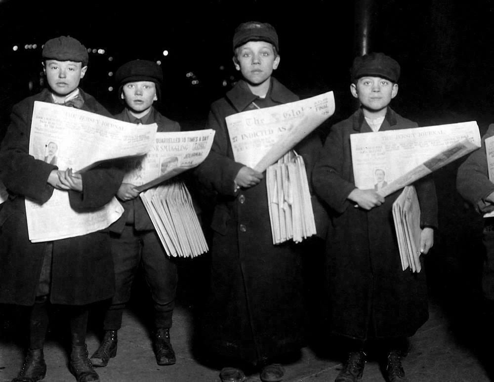1909 Newsboys Jersey City New Jersey Vintage Old Photo Reprint