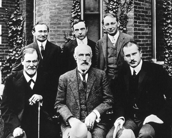 1909 Psychologists Sigmund Freud, G Stanley Hall And Carl Jung Glossy Photo