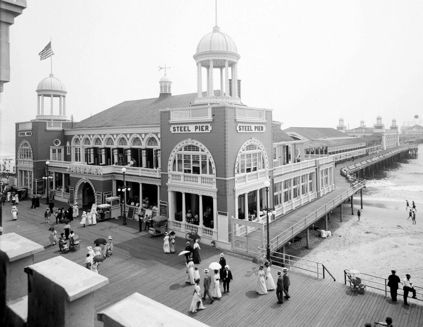 1910 Steel Pier Atlantic City Nj Vintage Photo Picture Jersey Reprint