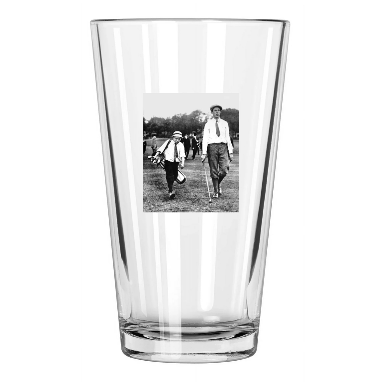 1913 Francis Ouimet With Eddie Lowery Us Amateur Golfer Pint Beer Drinking Glass