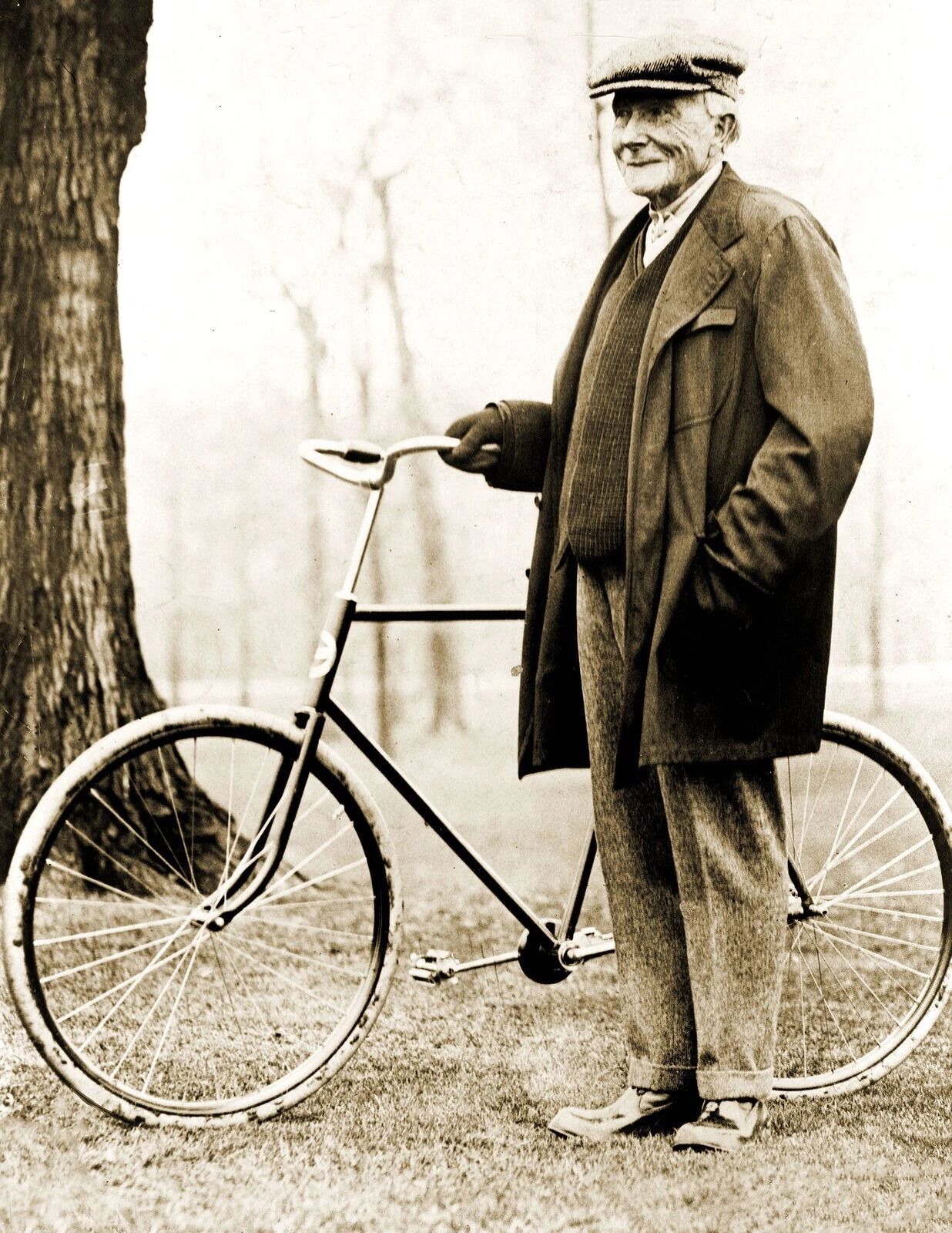 1913 John D Rockefeller & His Bicycle Classic Sepia 300 Piece Jigsaw Puzzle