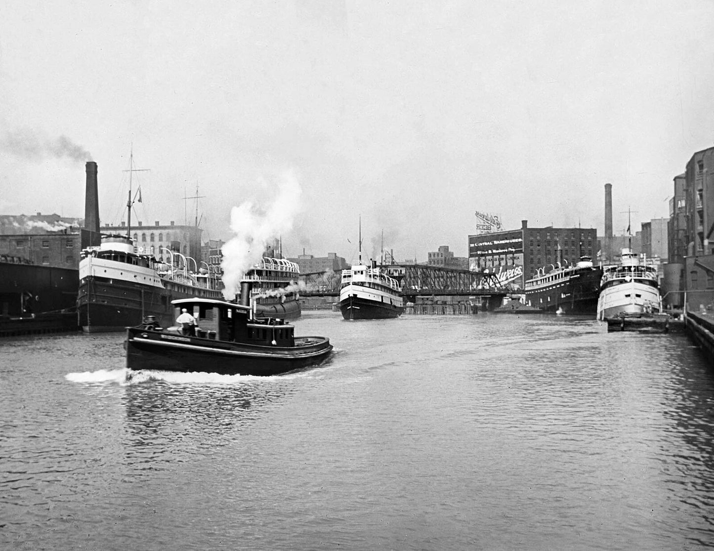 1915 Chicago River Chicago Illinois Old Vintage Retro Photo Reprint