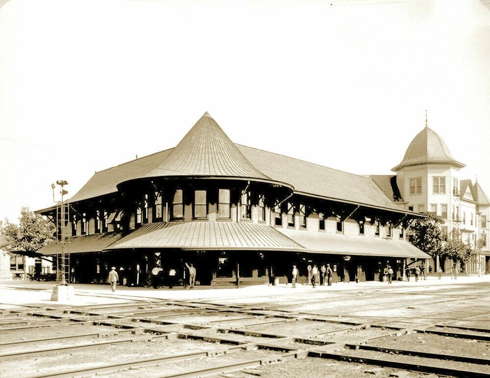 1915 Seaboard Rail Road Station Hamlet Nc Old Vintage Photo Reprint