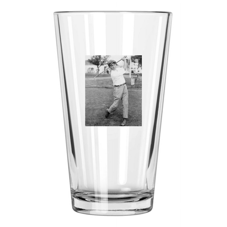 1916 Young Amateur Golfer Bobby Jones Photo Golf Pint Beer Drinking Glass