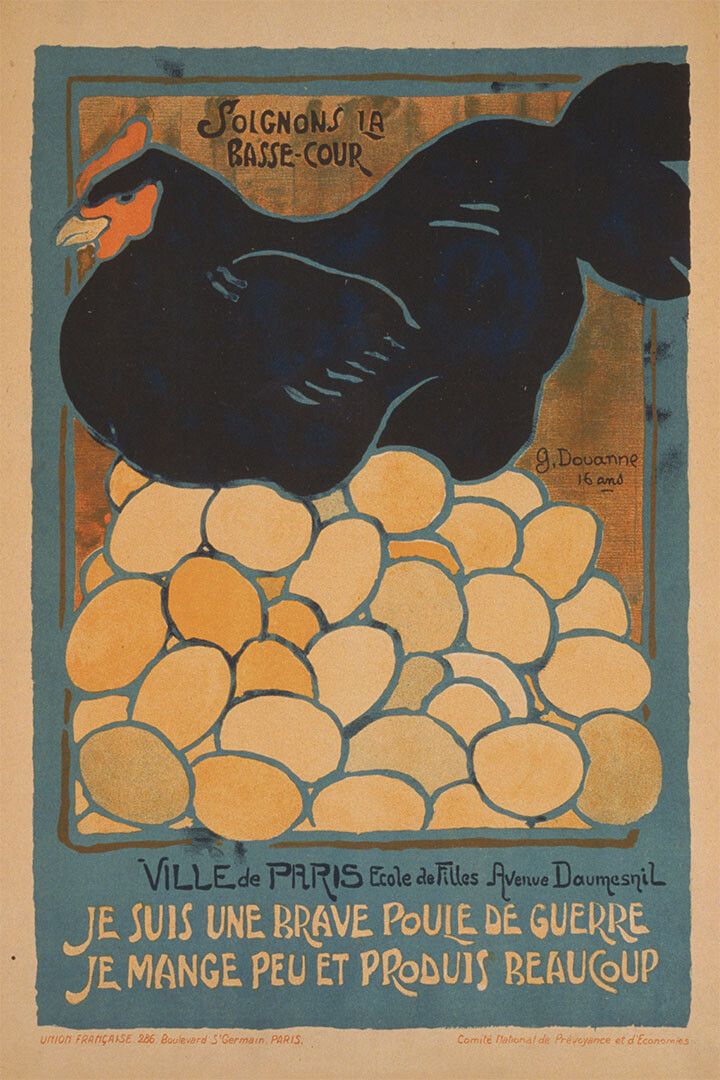 1917 Brave Chicken Of War Vintage Style Wwi French War Wall Art Poster
