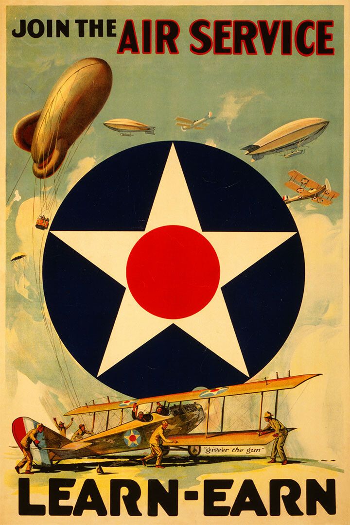 1917 Wwi Join The Air Service Learn Earn Adventure Wall Art Poster