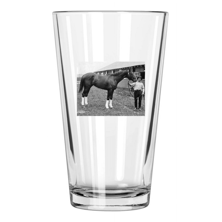 1920 Champion Racehorse Man O War Photo Thoroughbred Pint Beer Drinking Glass