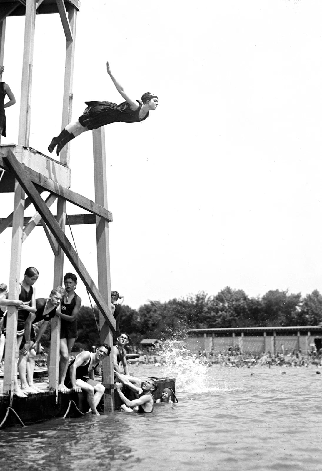 1923 Diving From Tower Washington Dc Old Vintage Retro 300 Piece Jigsaw Puzzle