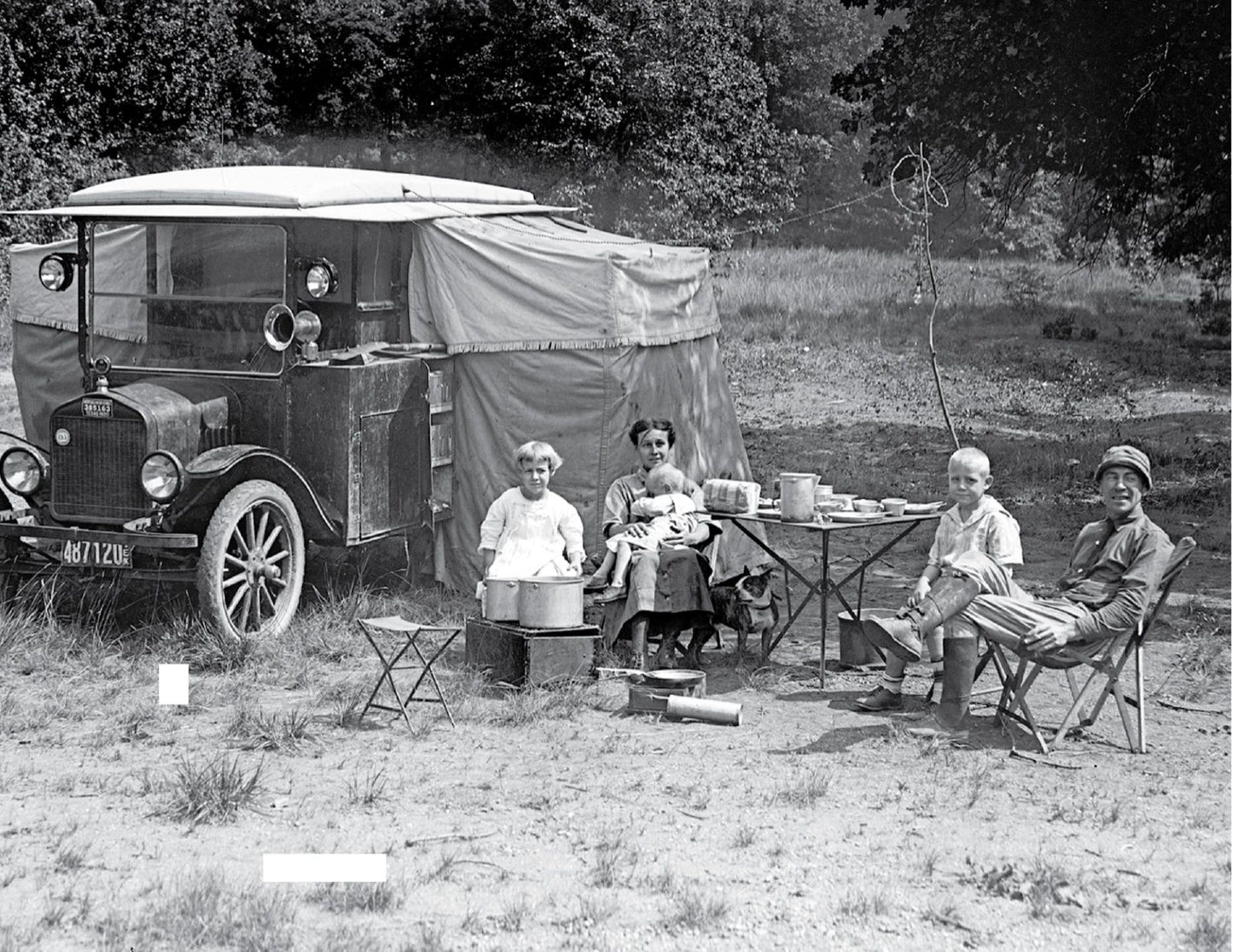 1923 Family Vacation Car Camping Vintage Old Photo Reprint 1