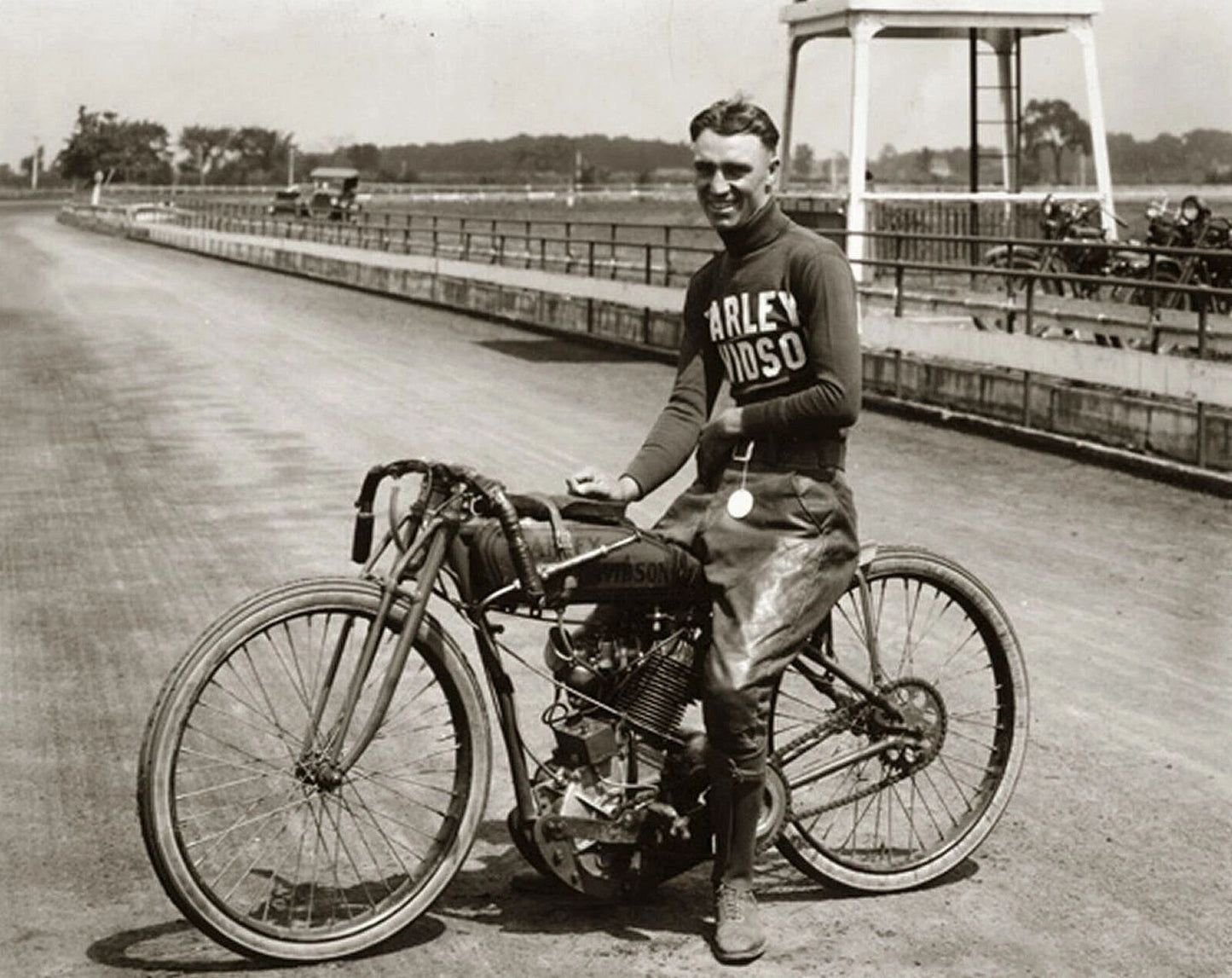 1924 Jim Davis Harley Davidson Motorcycle Racing Vintage Picture Photo