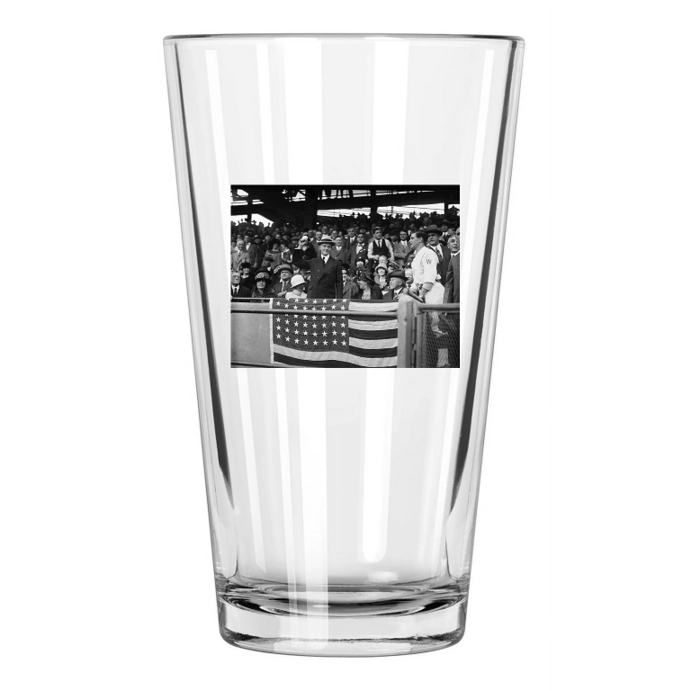 1924 President Calvin Coolidge World Series Photo Pint Beer Drinking Glass