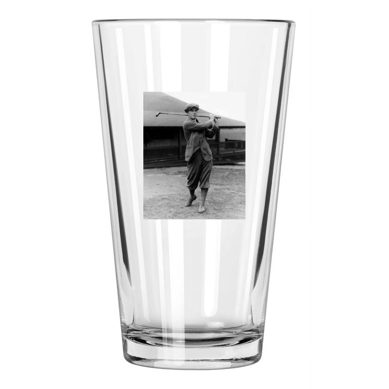 1924 Pro Golfer Johnny Farrell Photo Swing Pint Beer Drinking Glass