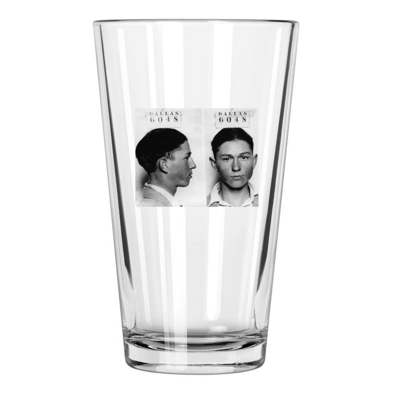 1926 Clyde Barrow Mugshot 16 Yrs Old Bonnie Parker Pint Beer Drinking Glass