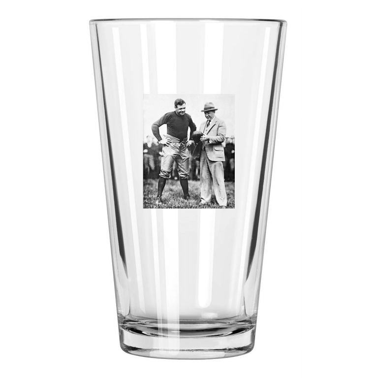 1926 Notre Dame Knute Rockne And Babe Ruth Photo Pint Beer Drinking Glass
