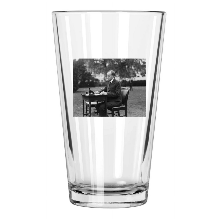 1927 Us President Calvin Coolidge Opening Day Photo Pint Beer Drinking Glass