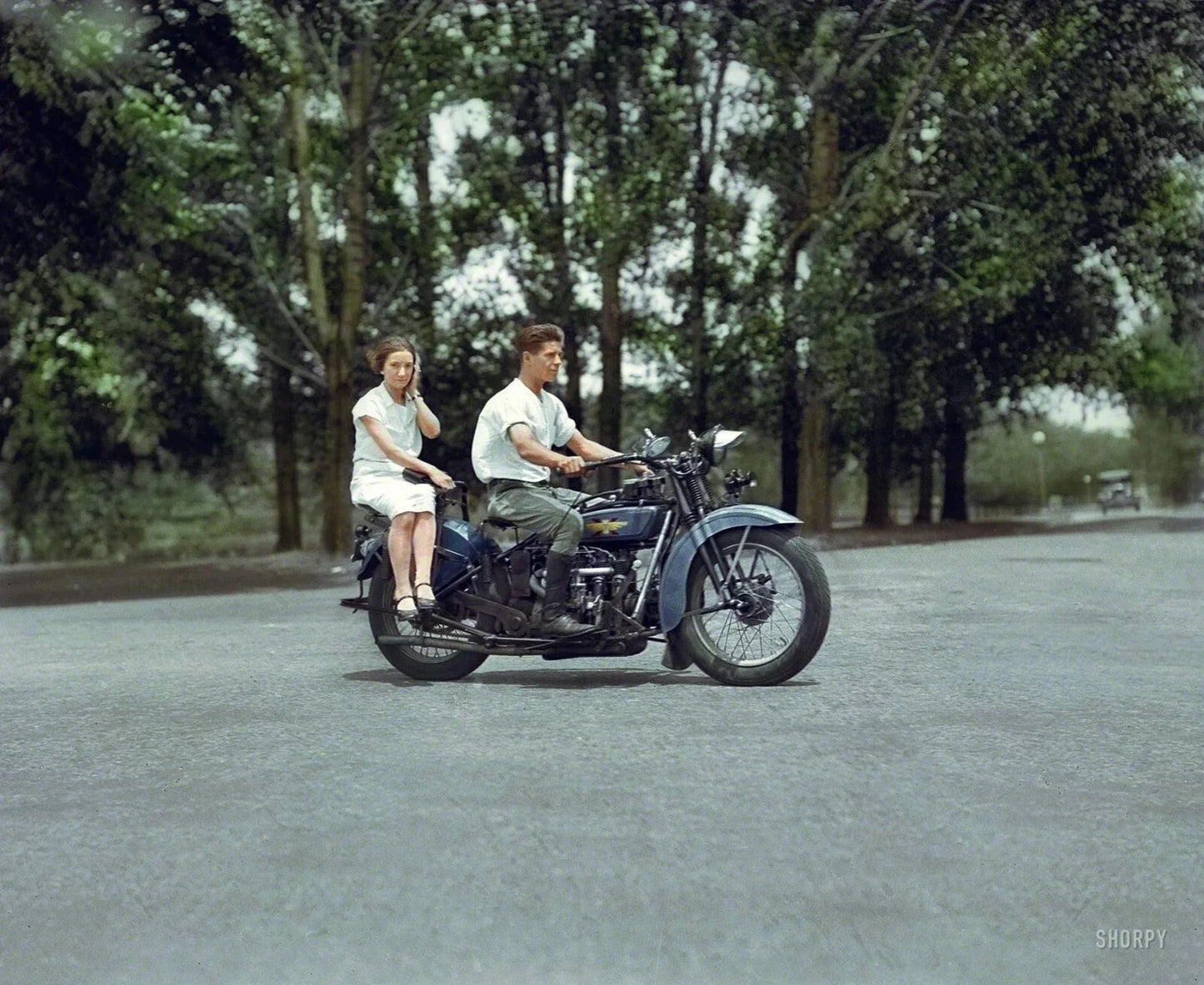 1929 Couple On A Motorcycle Classic Vitage Photo Print 300 Piece Jigsaw Puzzle