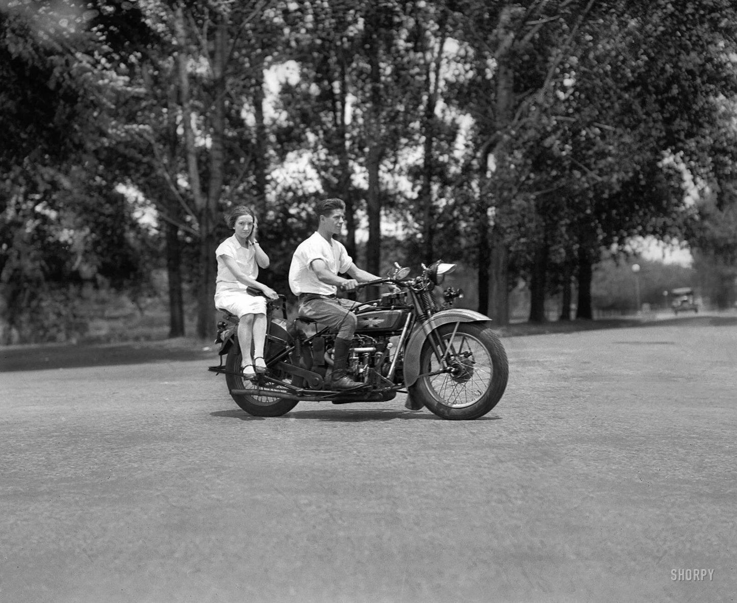 1929 Couple On A Motorcycle Old Classic Vitage Picture Photo Print