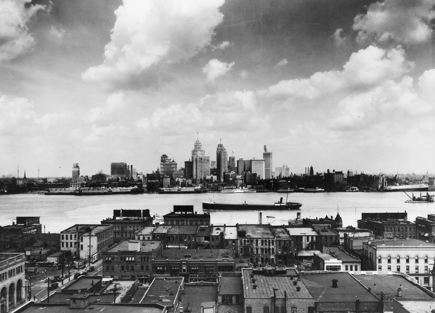 1929 Detroit Michigan Skyline Vintage Old Photo Buildings City View