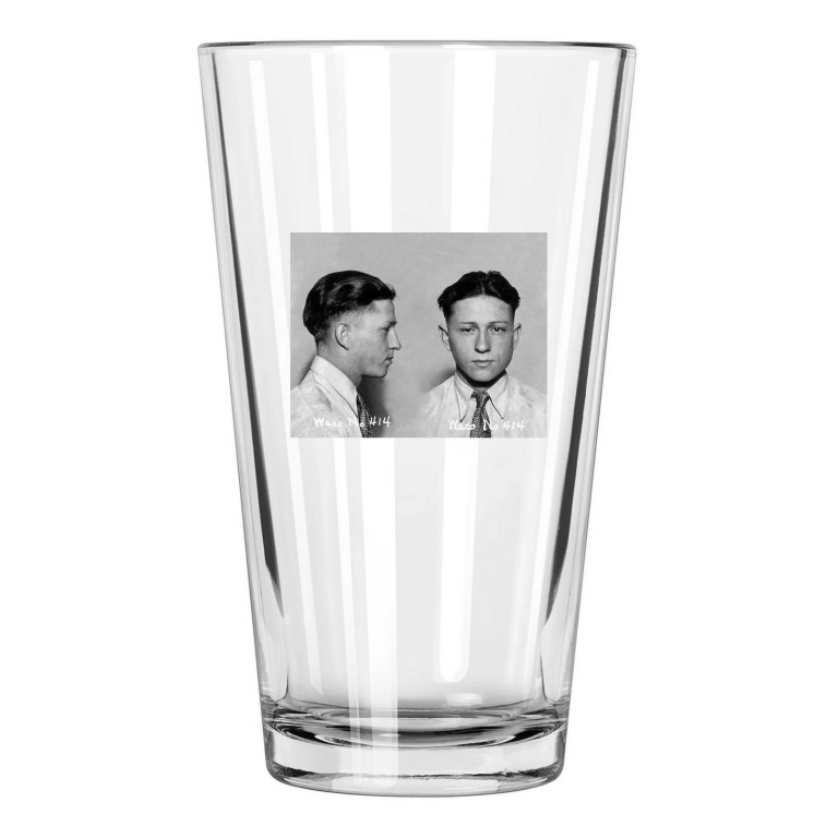 1930 Clyde Barrow Mugshot Photo Criminal Bonnie Parker Pint Beer Drinking Glass