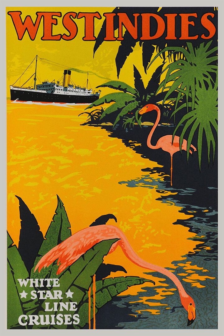 1930S West Indies White Star Cruise Line Vintage Travel Wall Poster
