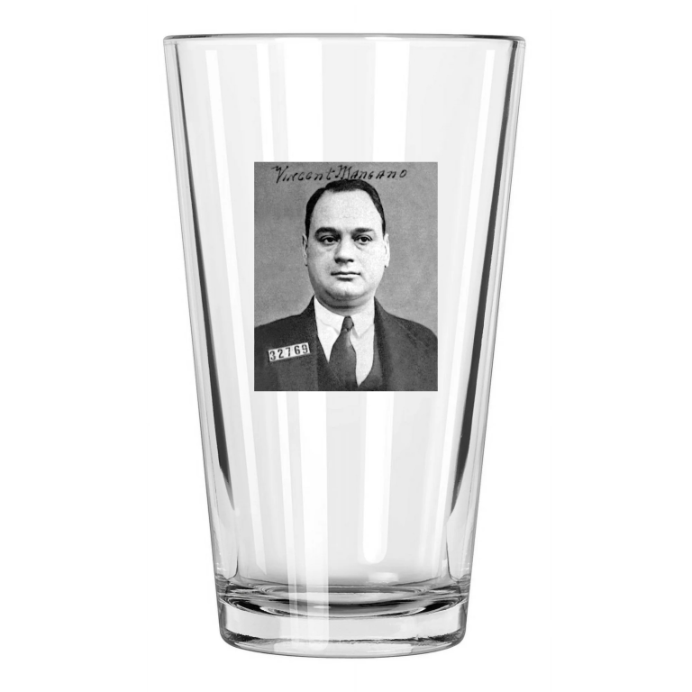 1932 Gangster Mobster Vincent Mangano Criminal Mugshot Pint Beer Drinking Glass