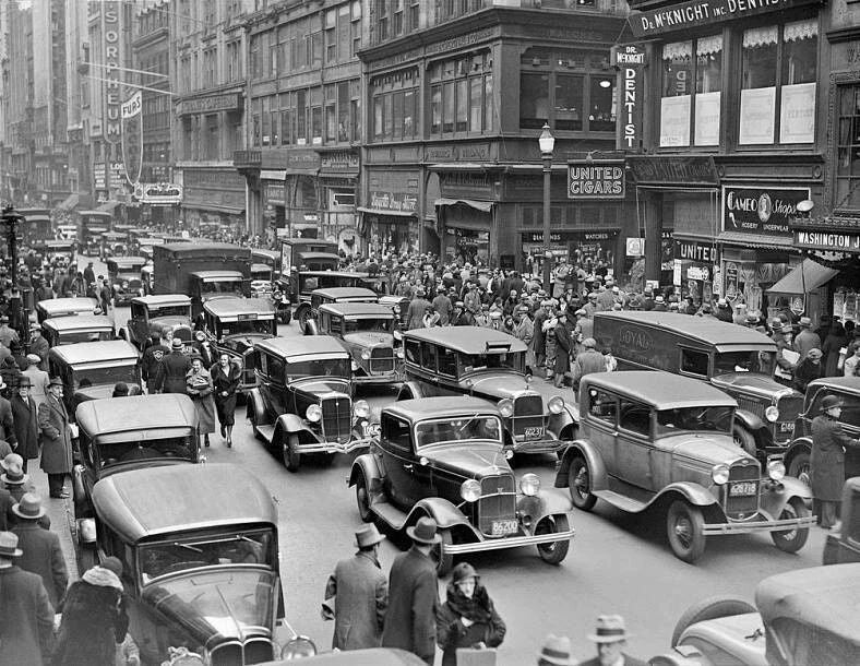 1932 Washington Street Corner Of Bromfield & Boston Retro Picture Photo