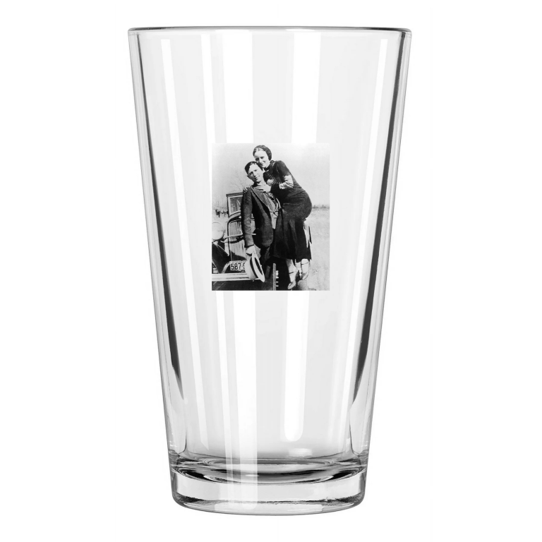 1933 Bank Robbers Bonnie And Clyde Photo Criminal Pint Beer Drinking Glass