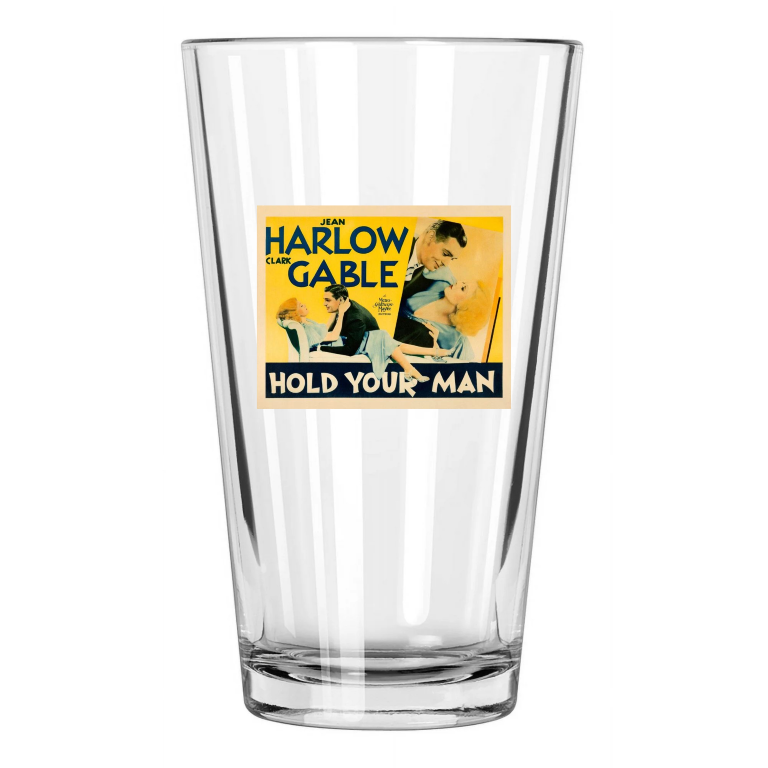 1933 Film Hold Your Man Clark Gable & Jean Harlow Movie Pint Beer Drinking Glass