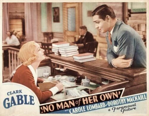 1933 Gable & Lombard In No Man Of Her Own Lobby Card Reprint Picture Photo