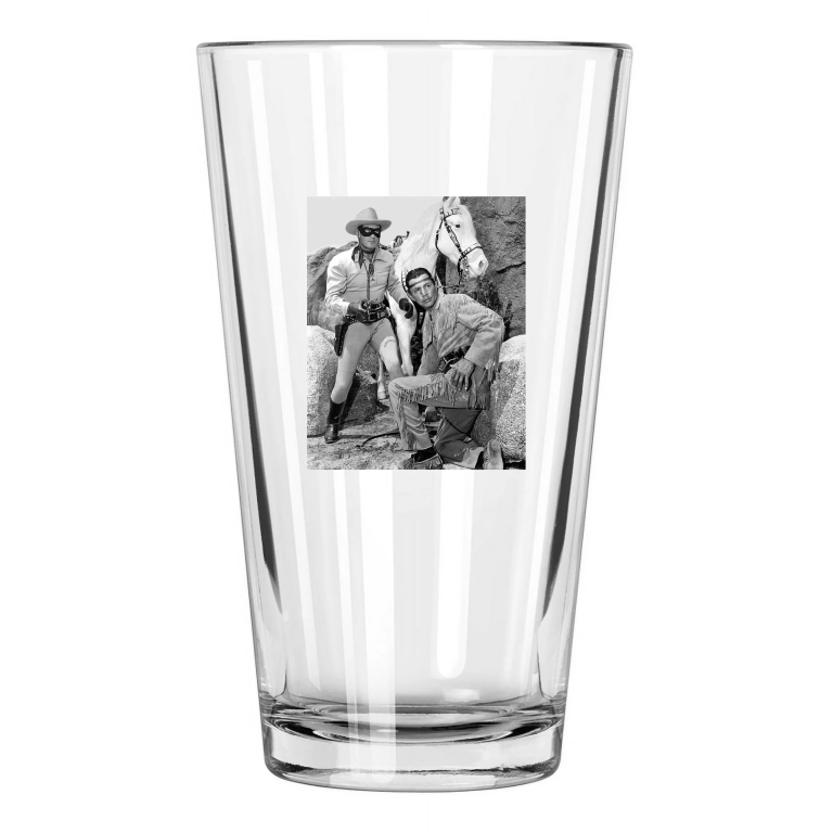 1933 The Lone Ranger Silver And Tonto Clayton Moore Pint Beer Drinking Glass
