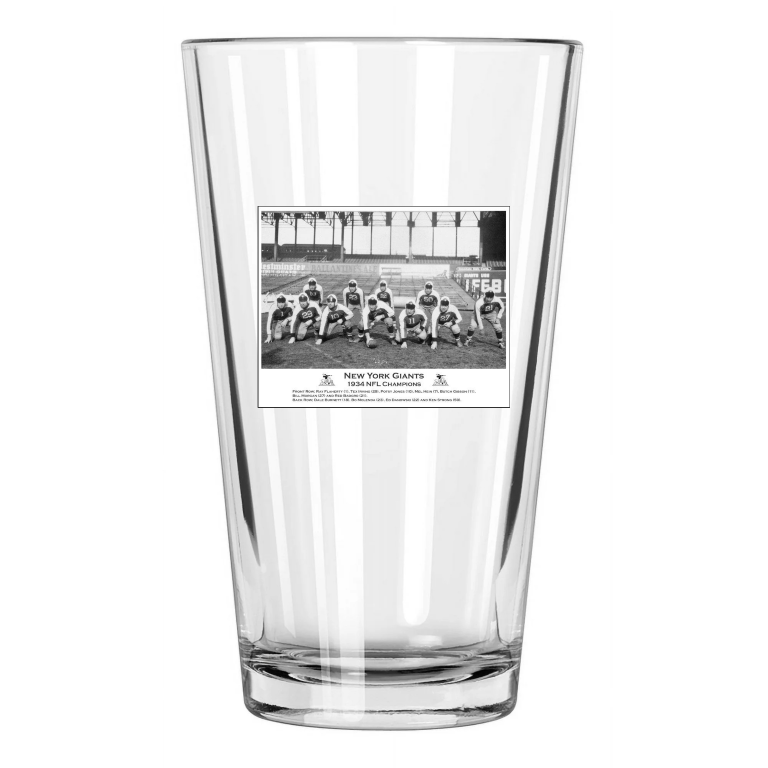 1934 New York Giants Team Photo Nfl Champions Roster Pint Beer Drinking Glass