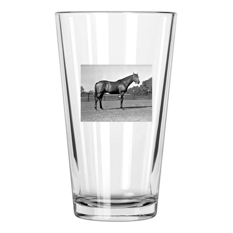 1934 Thoroughbred Twenty Grand Photo Racehorse Pint Beer Drinking Glass