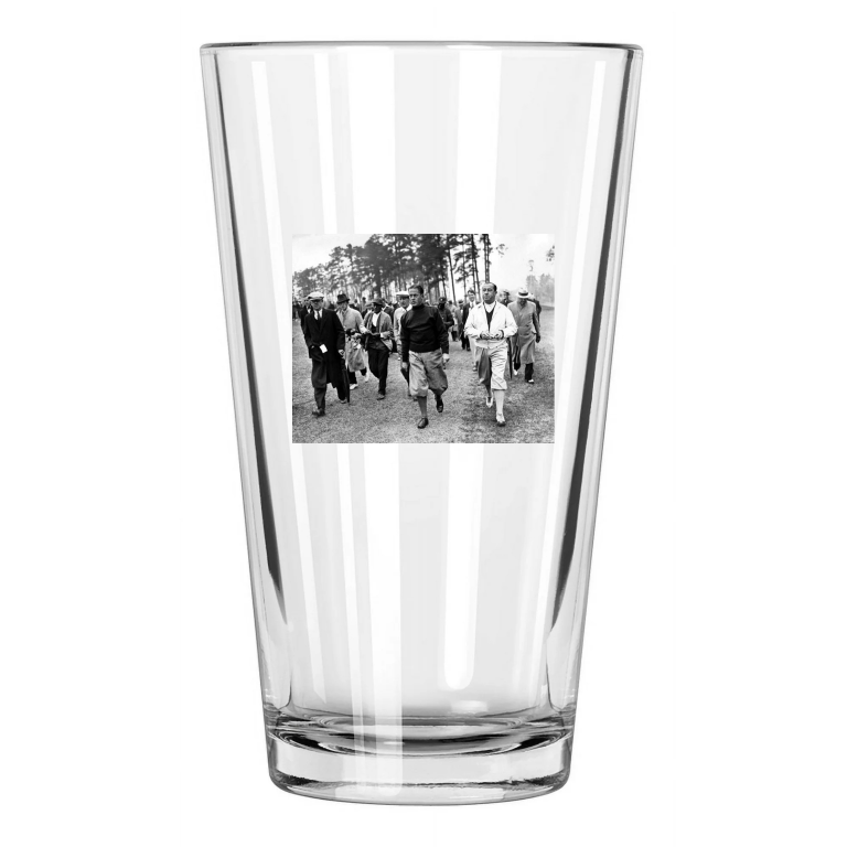 1934 Walter Hagen And Bobby Jones Photo Masters Golfers Pint Beer Drinking Glass