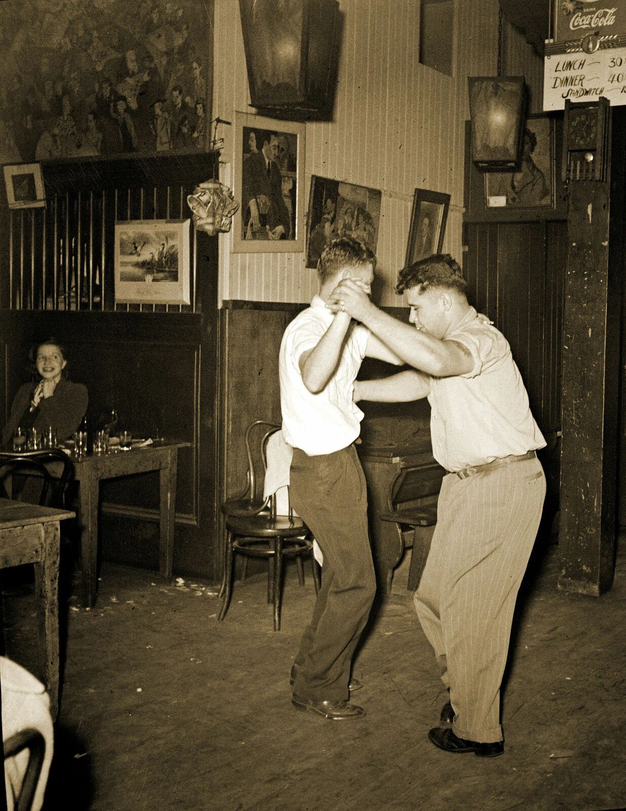 1935 1942 Two Men Dancing In Restaurant Vintage Old Photo Reprint