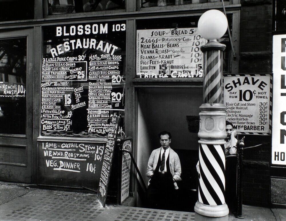 1935 Blossom Restaurant & Barber Shop Ny New York Old Photo Reprint
