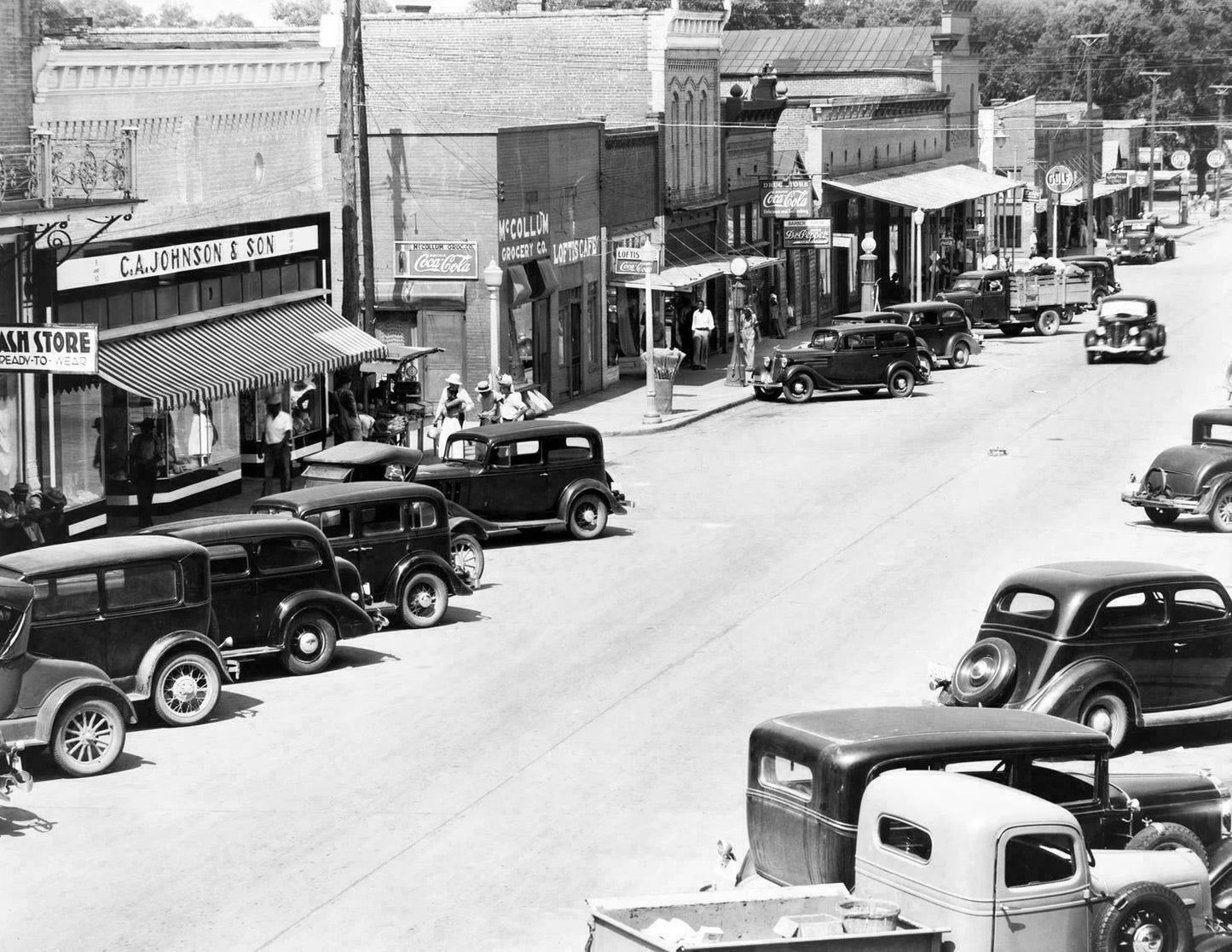 1936 Greensboro Alabama Street W Cars Old Vintage Photo Reprint