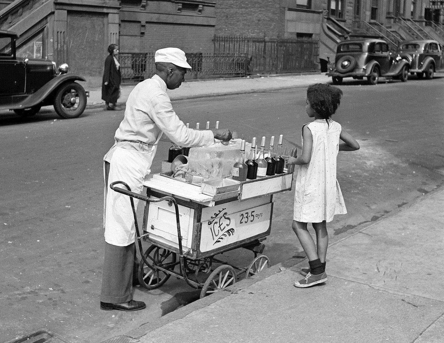 1938 African American Man Selling Ices New York Old Photo Reprint